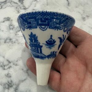 Blue and White Porcelain Wall Pocket - Classic Willow Pattern Home Art